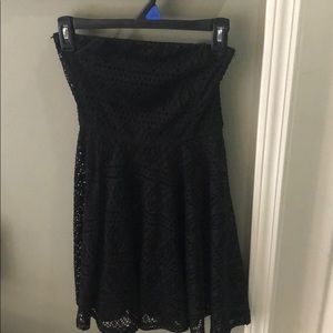 Black Lace strapless flowy dress